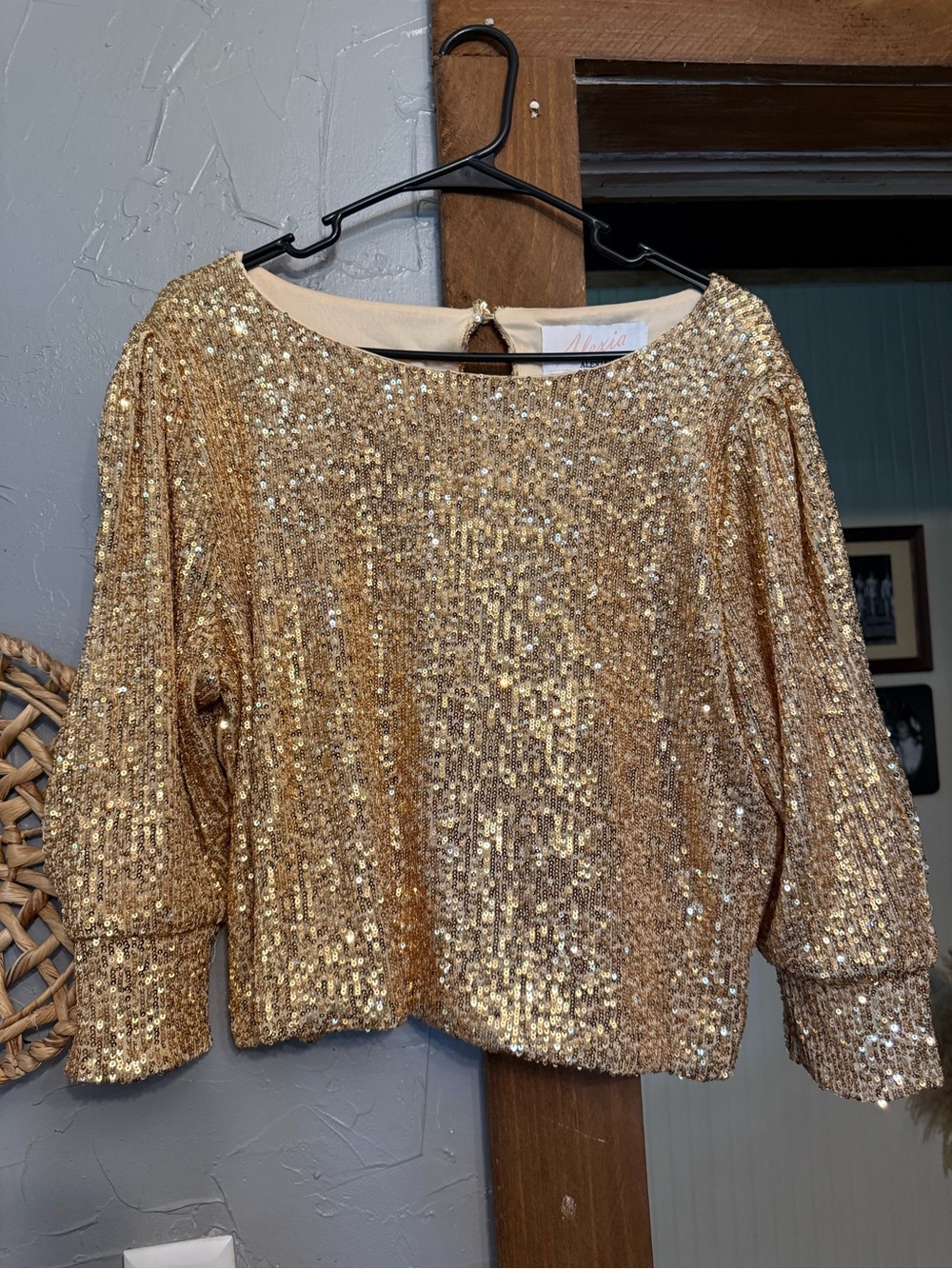 Alexia Admor Gold Sequin Boatneck Sweater